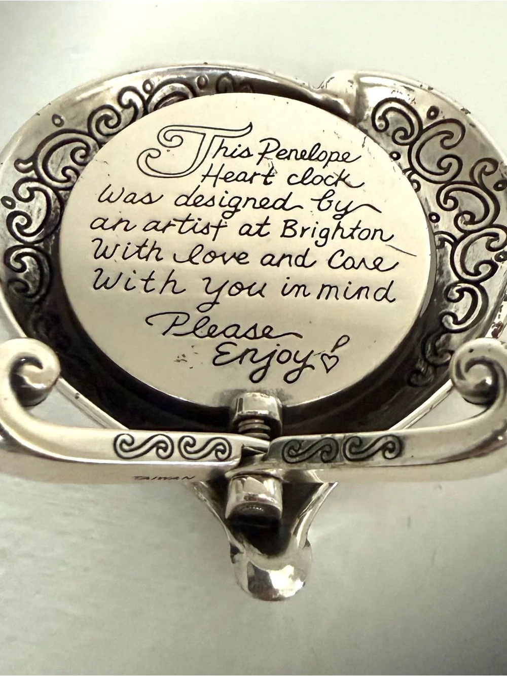 Brighton Silver Heart Shaped Decorative Clock